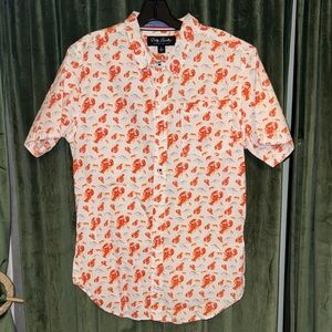 Dirty Laundry White and Orange Lobster Print Shirt